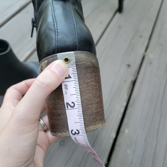 Vintage 90s y2k Bratz Black Leather Chunky Heel Square Toe Ankle Boots Booties 9 - Picture 9 of 10